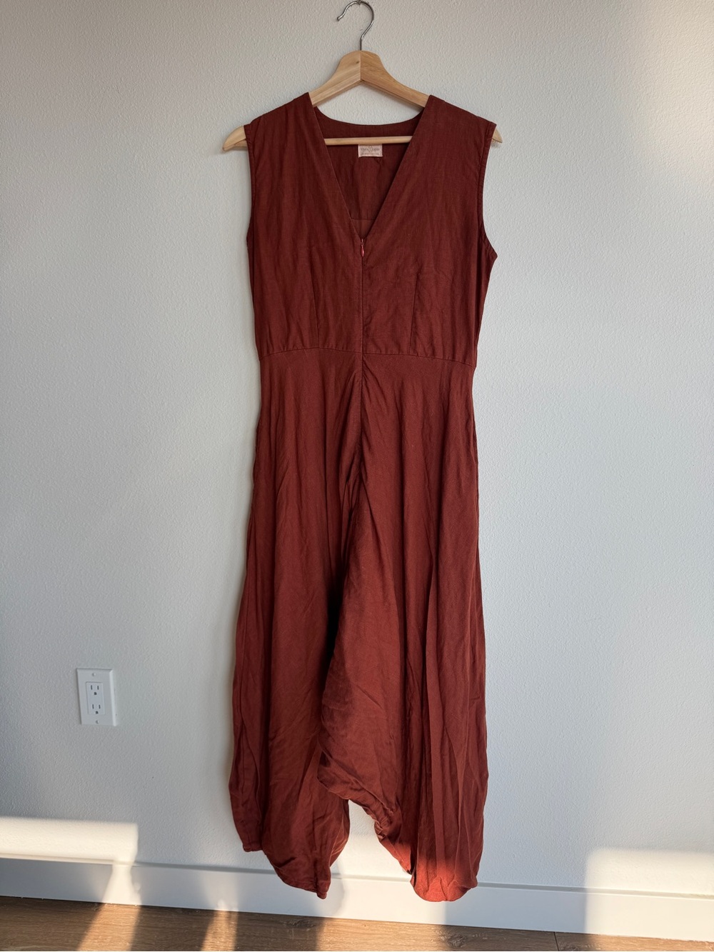 Khara Kapas Rust Sleeveless Wide Leg Jumpsuit